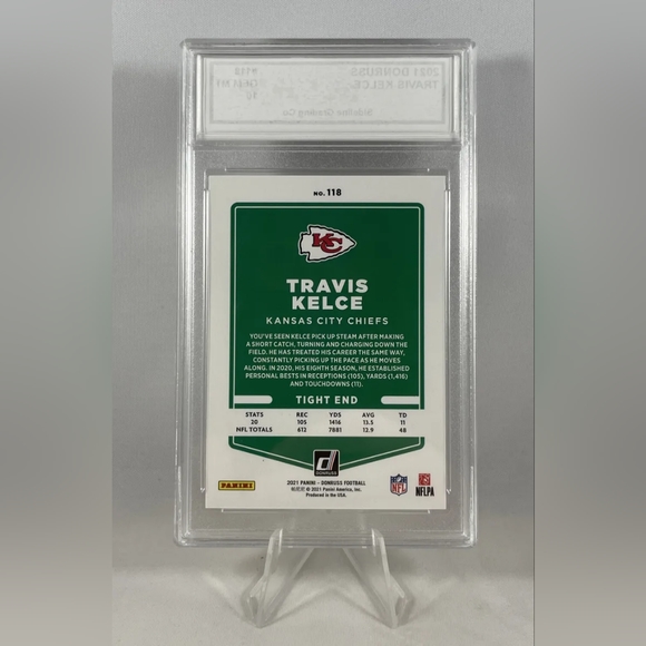 Travis Kelce Graded 10 Gem Mint 2021 Donruss #118 Chiefs Star Mint - Picture 2 of 2
